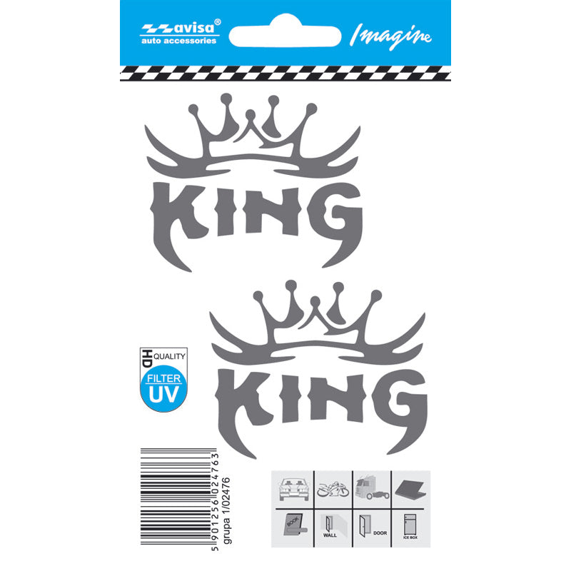 Avisa, Auto Tattoo -tarra KING - 6x4,9cm - 2 kpl