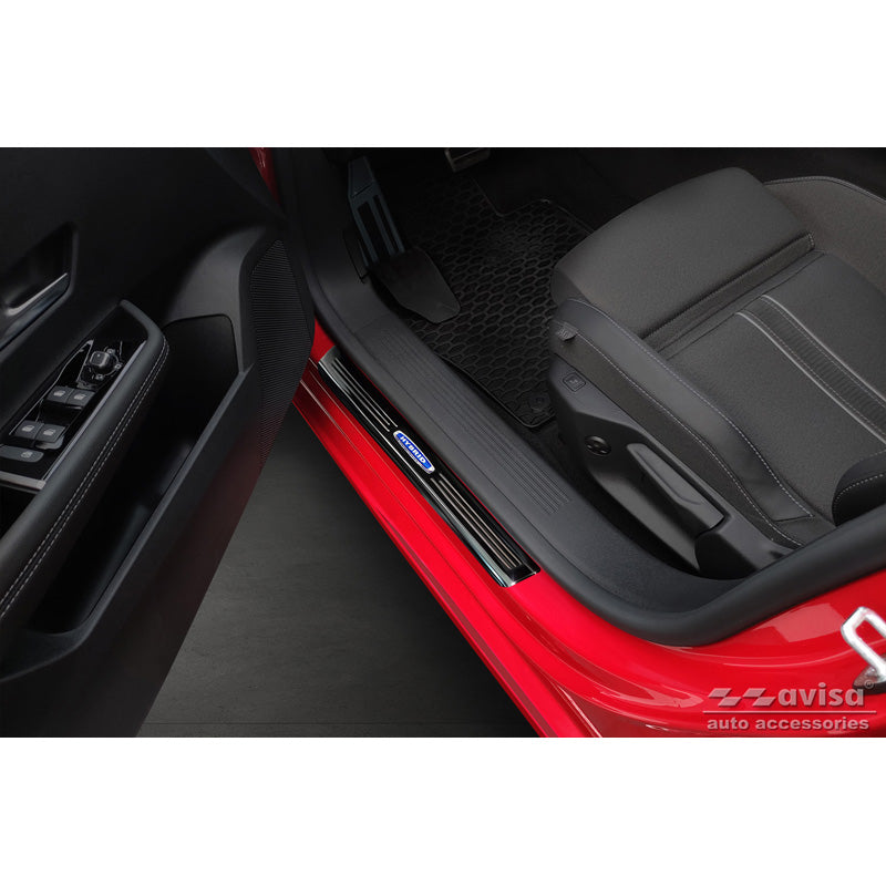 Avisa, takapuskurin suoja, kiiltävän musta, ruostumatonta terästä, sopii Opel Astra (L) Hatchback 2021- & Opel Astra (L) Sports Tourer 2021- - 'Hybrid' - 4 osaa