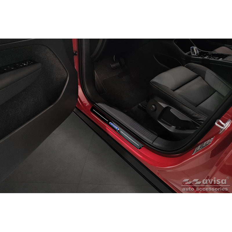 Avisa, takapuskurin suoja, kiiltävän musta, ruostumatonta terästä, sopii Volvo XC40 2018- 'Hybrid' - 4 osaa