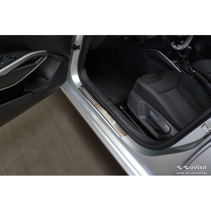 Avisa, kynnyssuojat, ruostumaton teräs, sopii Skoda Fabia IV Hatchback 2021- 'Lines' - 4 osaa