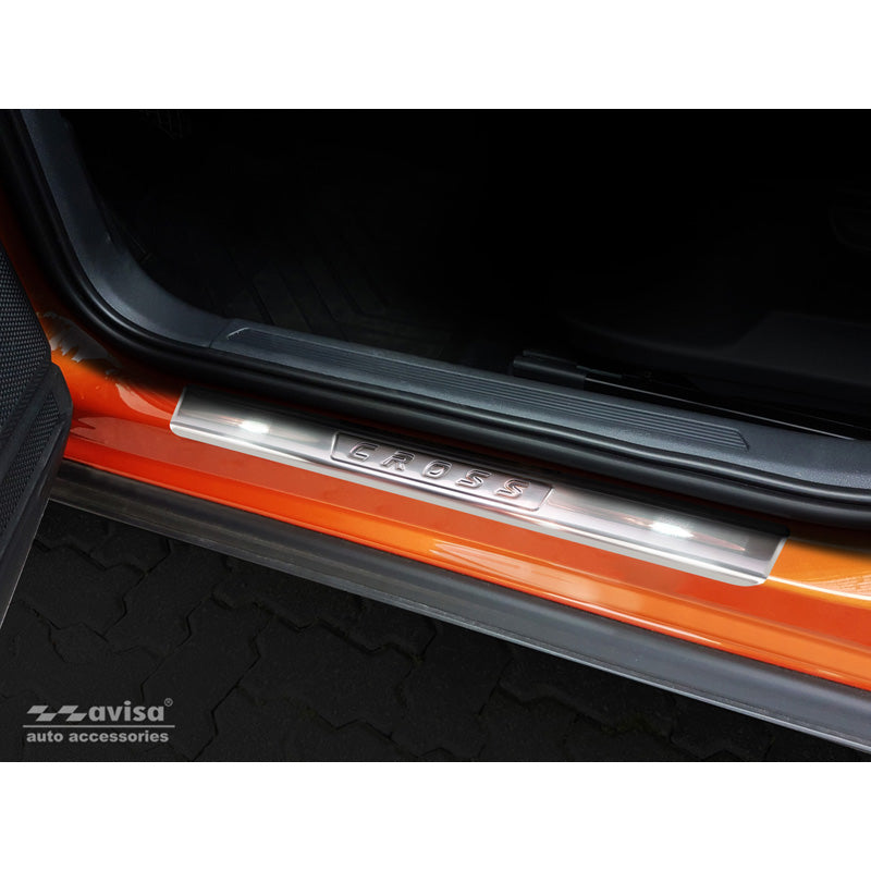 Avisa, Kynnyslistasuojat, ruostumaton teräs, sopii Volkswagen T-Cross 2019-2024 & FL 2024- 'Cross' 4-osainen