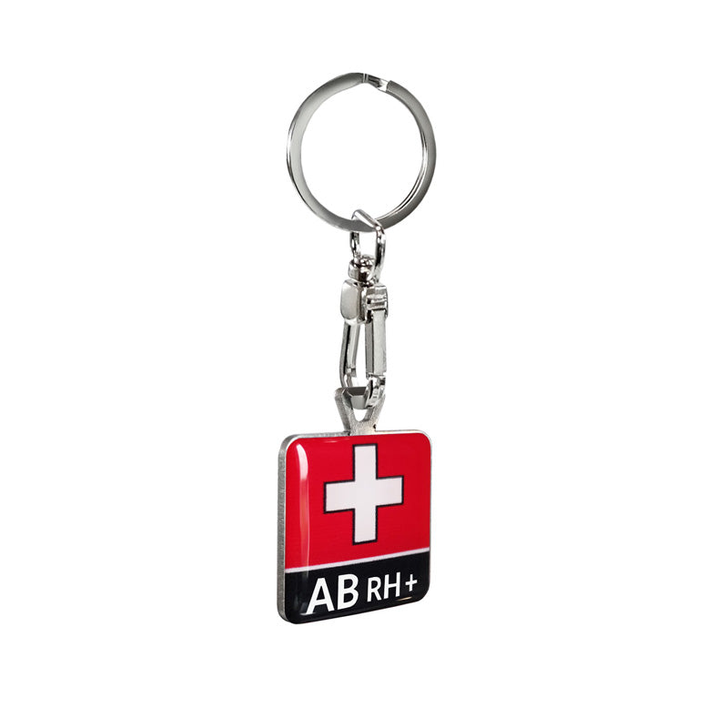 Avisa, ruostumattomasta teräksestä valmistettu avaimenperä - veriryhmä AB RH+ - 2,8 x 3,5 cm