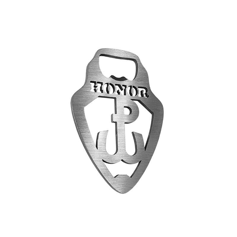 Avisa, ruostumattomasta teräksestä valmistettu pullonavaaja - 'taisteleva Puolan symboli' - 10x7cm - hopea