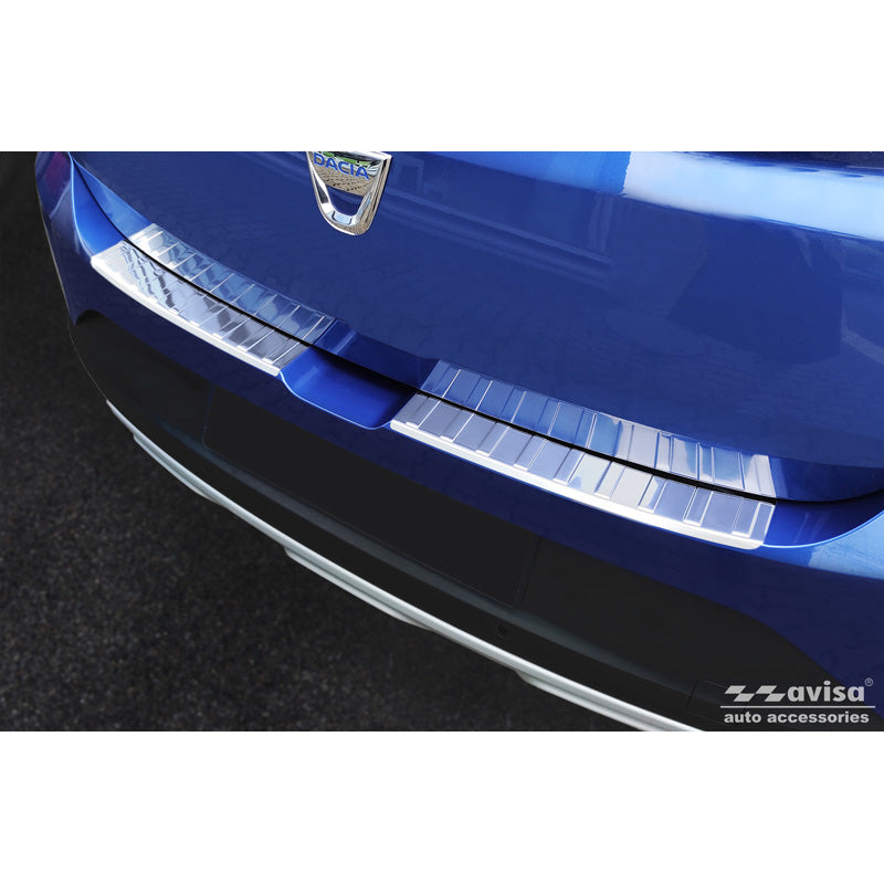 Avisa, takapuskurin suoja, ruostumatonta terästä, sopii Dacia Sandero III 2020-2022 & Facelift 2022- incl. Stepway 'Ribs' (2-osainen)