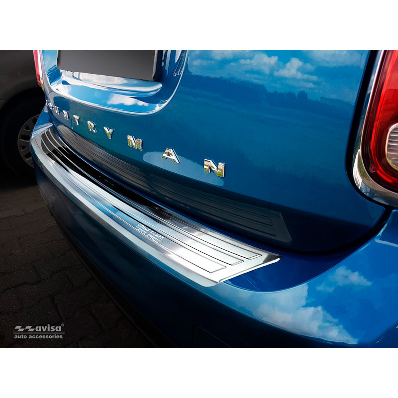 Avisa, takapuskurinsuoja, ruostumatonta terästä, sopii Mini Countryman F60 2016-2020 'flag/lines'