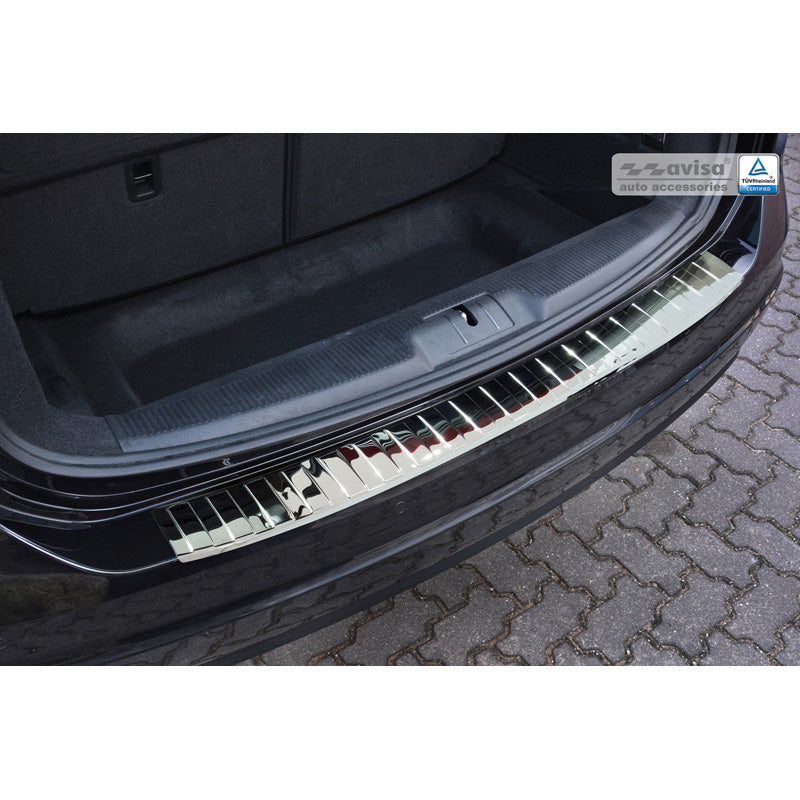 Avisa, takapuskurin suoja, kiillotettu, ruostumaton teräs, sopii Seat Alhambra & Volkswagen Sharan II 2010- 'Uurteet'