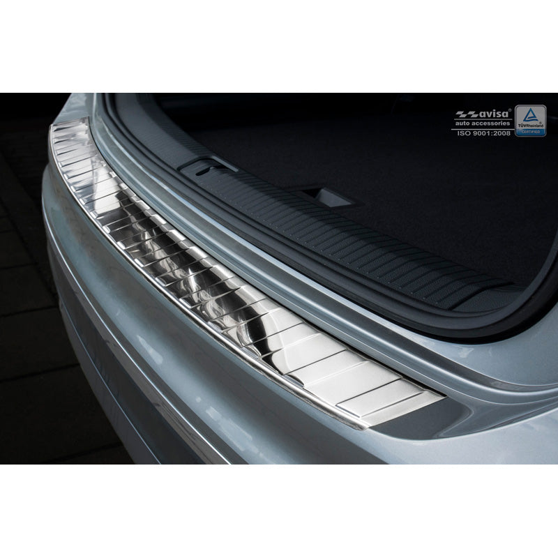 Avisa, takapuskurin suoja, kiillotettu, ruostumatonta terästä, sopii Volkswagen Tiguan II incl. Allspace & R-Line 2016-2020 & FL 2020-2024 'Ribs'