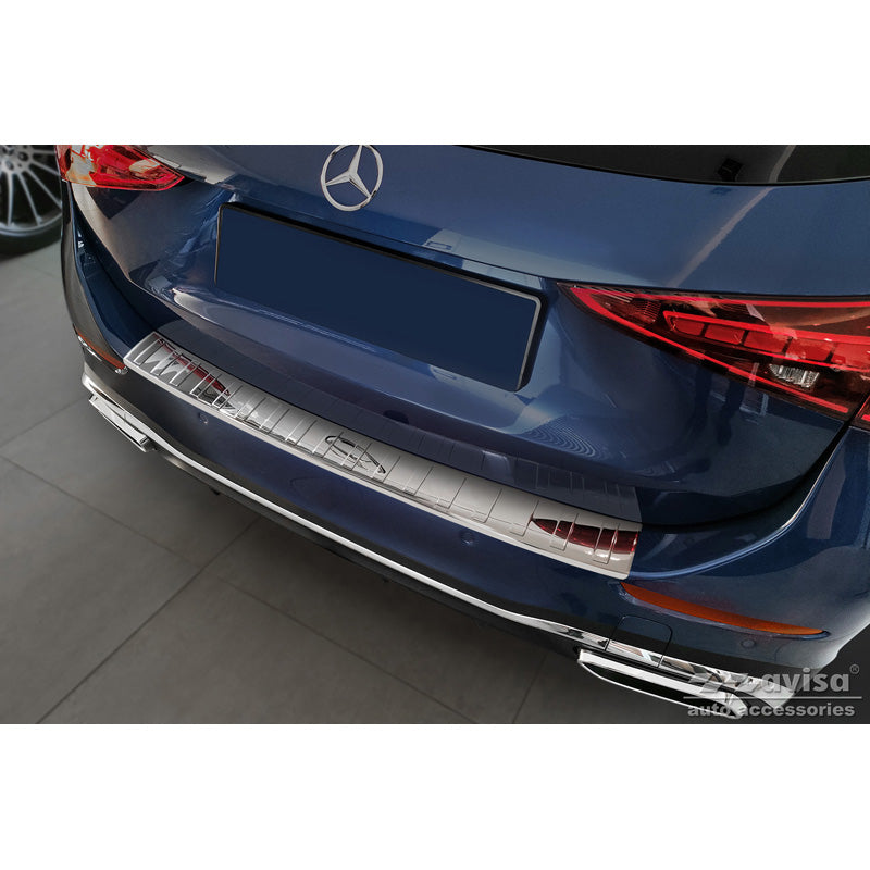 Avisa, takapuskurin suoja, kiillotettu, ruostumaton teräs, sopii Mercedes C-Class AMG Estate (S206) 2021- 'Ribs'
