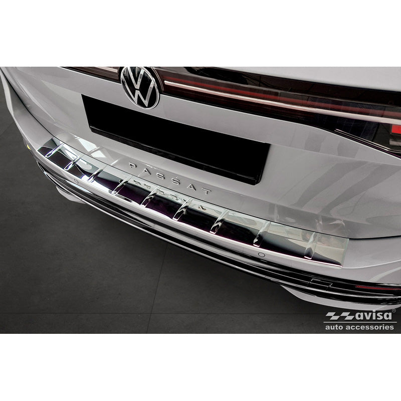 Avisa, takapuskurin suoja, kiillotettu, ruostumaton teräs, sopii Volkswagen Passat Variant (CJ5) 2023- 'Ribs'