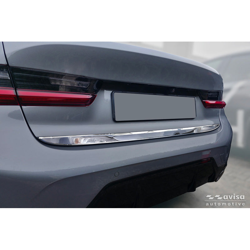 Avisa, kromattu takaluukun lista, ruostumatonta terästä, sopii BMW 3-Sarjaan (G20) M-Sport Facelift (2018-2022), Facelift (2022-2024) & Facelift (2024-)