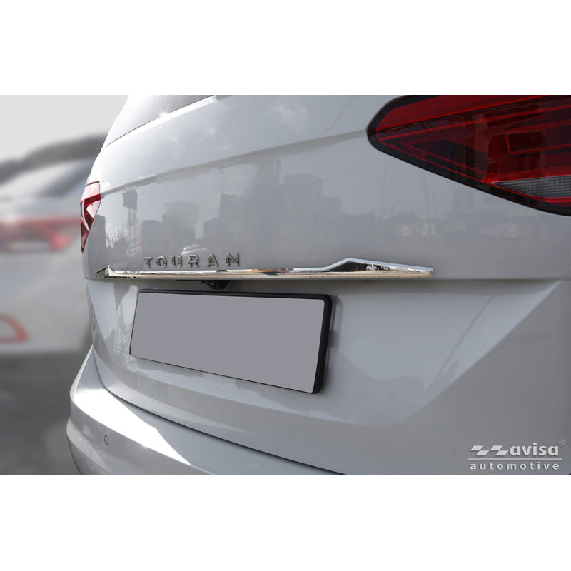 Avisa, kromattu ruostumattomasta teräksestä valmistettu takaluukun verhoilu, sopii Volkswagen Touraniin (5T1) R-Line (2015-)