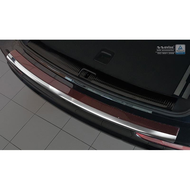 Avisa, takapuskurin suoja, DeLuxe, ruostumaton teräs, sopii Audi Q5 2008-2016 kromi/punamusta hiilikuitu