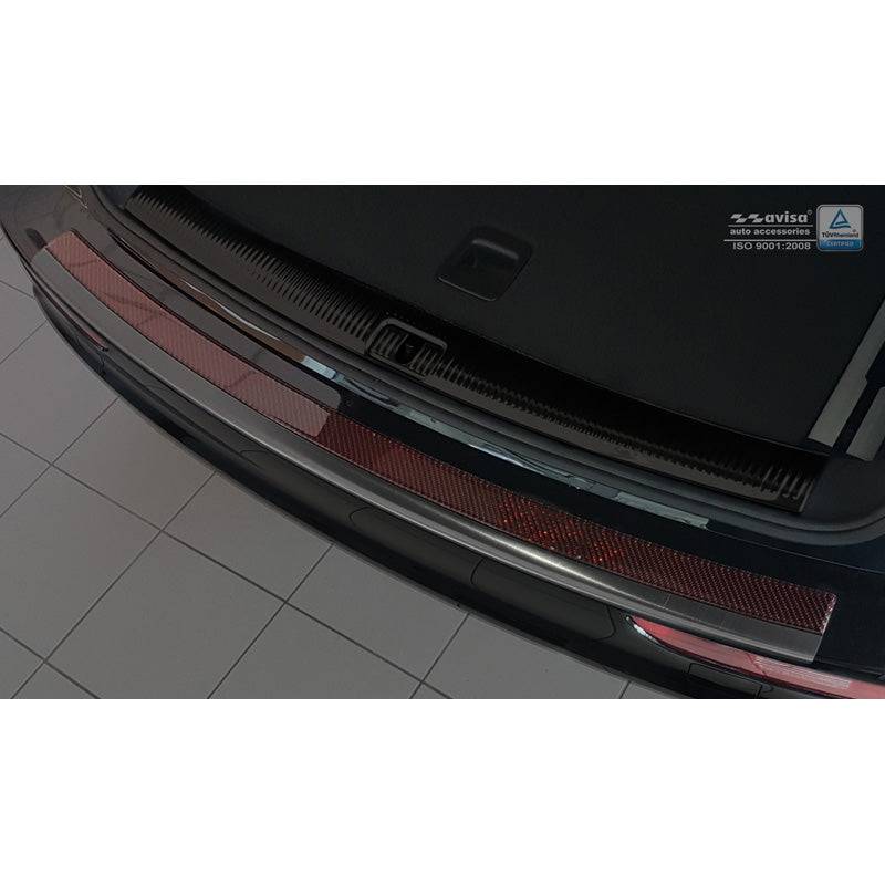 Avisa, takapuskurin suoja, DeLuxe, ruostumaton teräs, sopii Audi Q5 2008-2016 musta/punamusta hiilikuitu