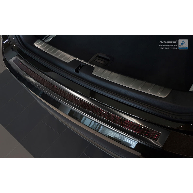 Avisa, takapuskurin suoja, DeLuxe, ruostumaton teräs, sopii BMW X6 F16 2014-2019 musta/punamusta hiilikuitu, ei M-Package