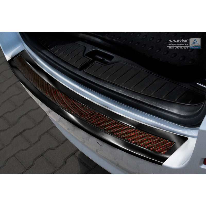 Avisa, takapuskurin suoja, DeLuxe, ruostumaton teräs, sopii BMW 5-Series F11 Touring 2010-2016 musta/punamusta hiilikuitu