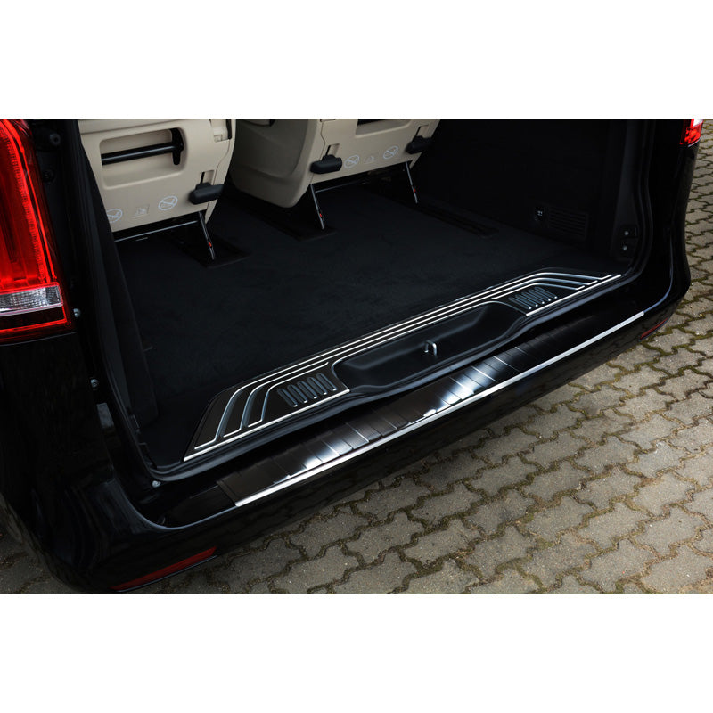 Avisa, takapuskurinsuoja, Musta, ruostumaton teräs, sopii Mercedes Vito / V-Class 2014-2019 & Facelift 2019- 'Ribs'