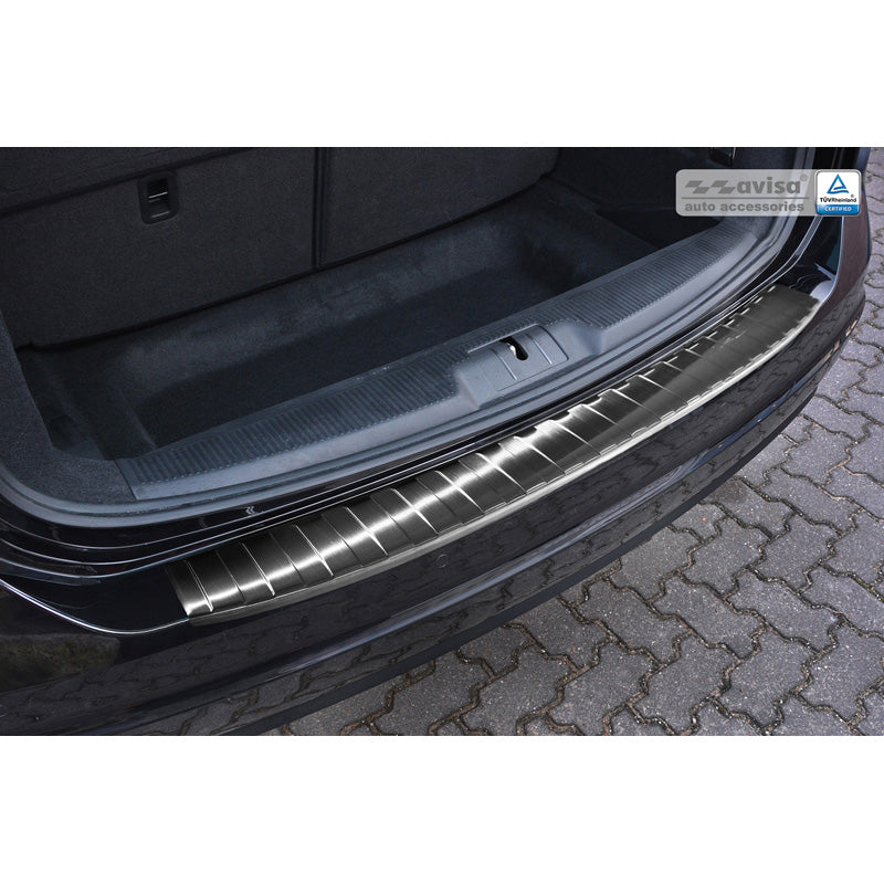 Avisa, takapuskurinsuoja, Musta, ruostumaton teräs, sopii Seat Alhambra & Volkswagen Sharan II 2010- 'Ribs'