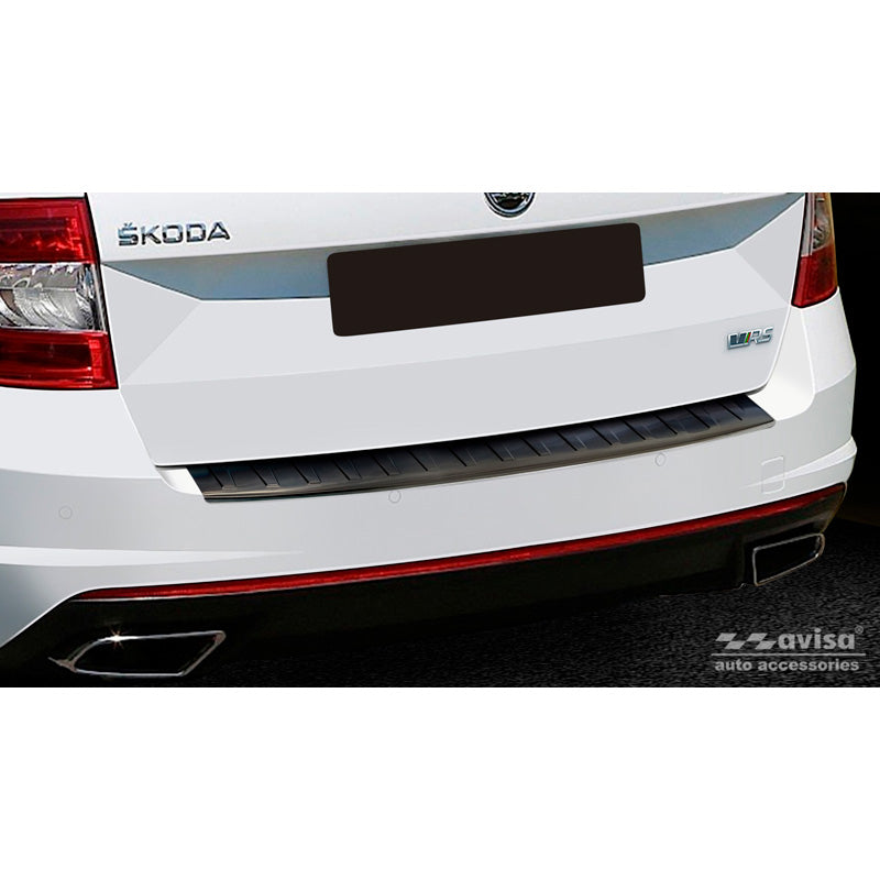 Avisa, takapuskurin suojus, musta, ruostumaton teräs, sopii Skoda Octavia III farmari RS 2013-2016 & FL 2017-2020 'Ribs'