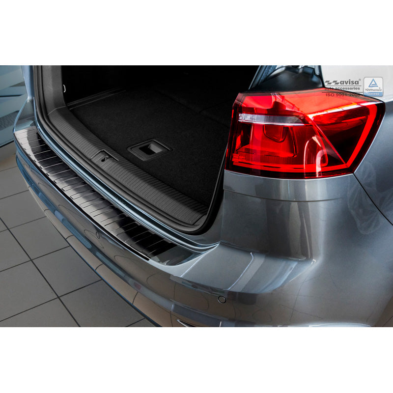 Avisa, takapuskurin suojus, musta, ruostumaton teräs, sopii Volkswagen Golf VII Sportsvan 2014- 'Ribs'