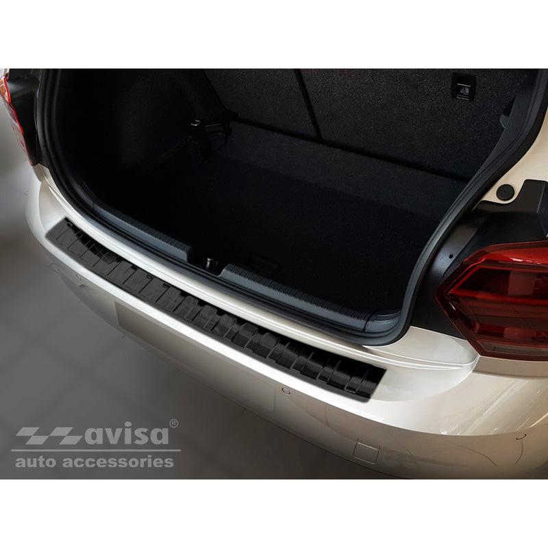 Avisa, takapuskurin suojus, musta, ruostumaton teräs, sopii Volkswagen Polo VI 5-ovinen 2017-2021 & Facelift 2021- 'Ribs'