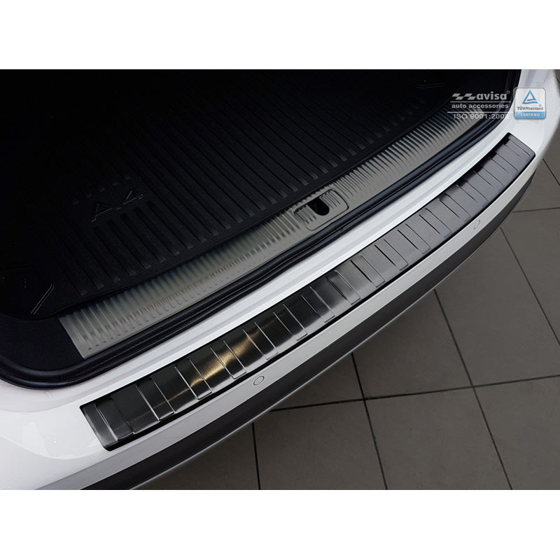 Avisa, takapuskurin suojus, musta, ruostumaton teräs, sopii Audi A4 B9 Allroad 2016-2019 & FL 2019- 'Ribs'