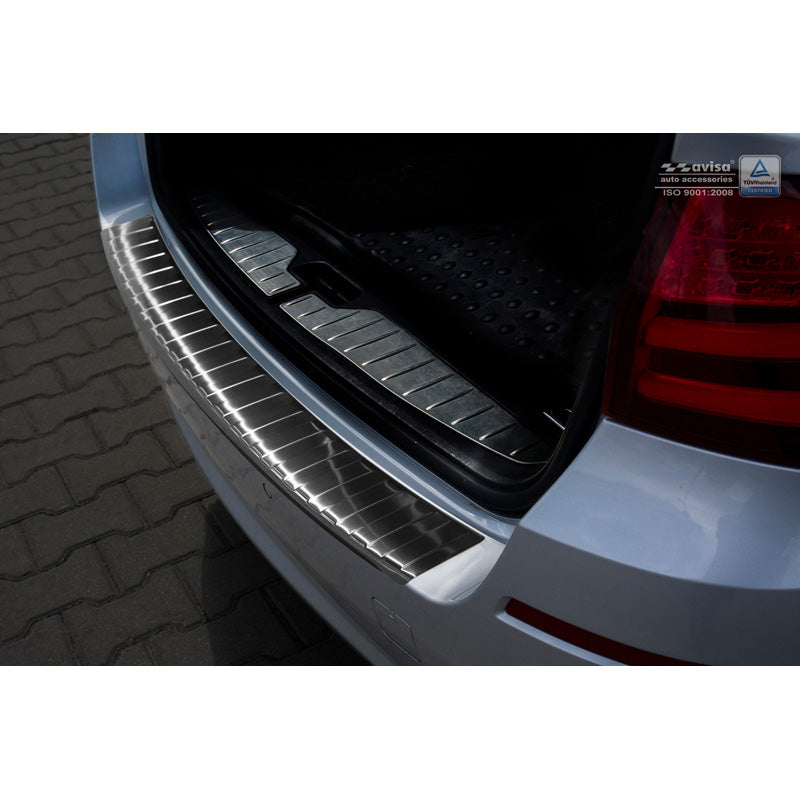 Avisa, takapuskurin suojus, musta, ruostumaton teräs, sopii BMW 5-Series F11 Touring 2010- 'Ribs'