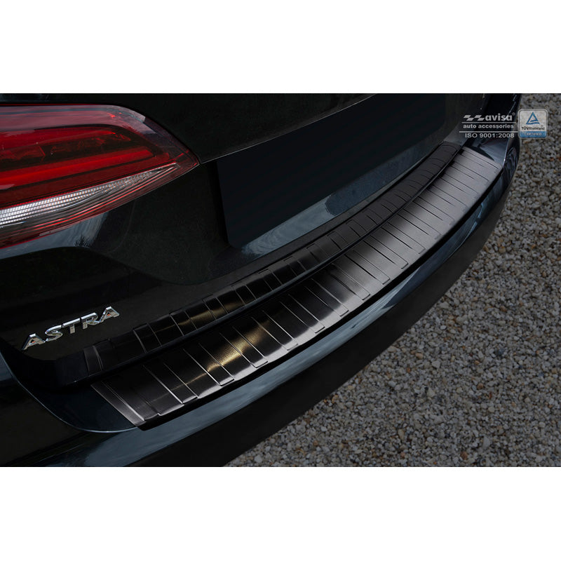 Avisa, takapuskurin suojus, musta, ruostumaton teräs, sopii Opel Astra K Sportstourer 2016-2022 'Ribs'