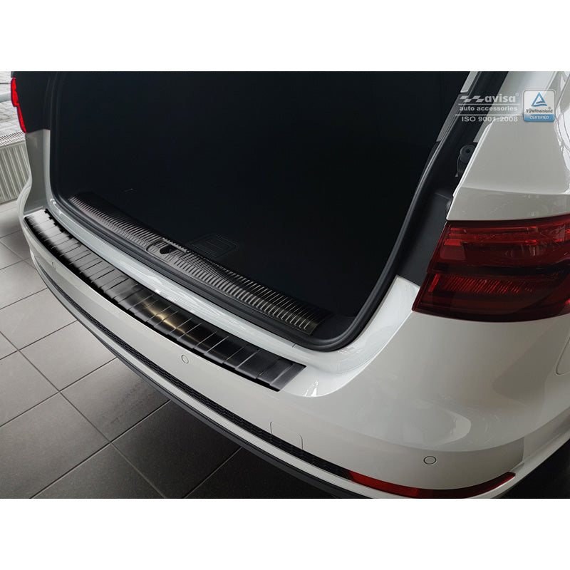 Avisa, takapuskurin suojus, musta, ruostumaton teräs, sopii Audi A4 B9 Avant 2015-2019 & Facelift 2019- 'Ribs' (sisältäen S-Line & S4 Avant)