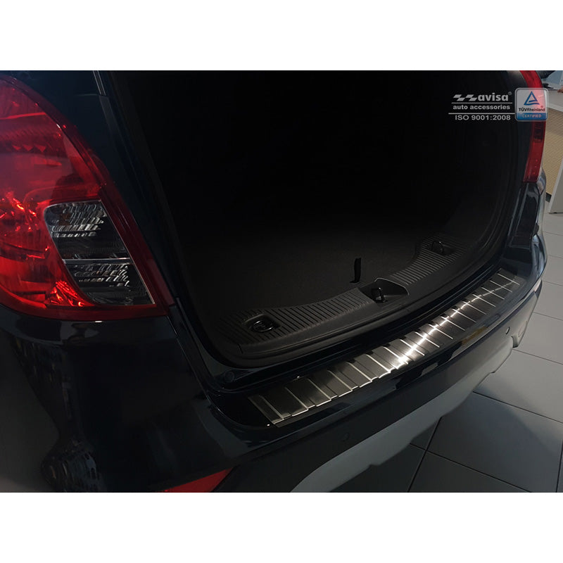 Avisa, takapuskurin suojus, musta, ruostumaton teräs, sopii Opel Mokka X 2016- 'Ribs'