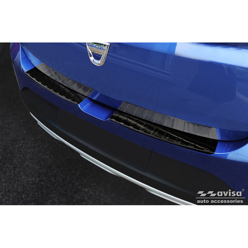 Avisa, takapuskurin suoja, musta, ruostumatonta terästä, sopii Dacia Sandero III 2020-2022 & Facelift 2022- sis. Stepway 'Ribs' (2-osainen)