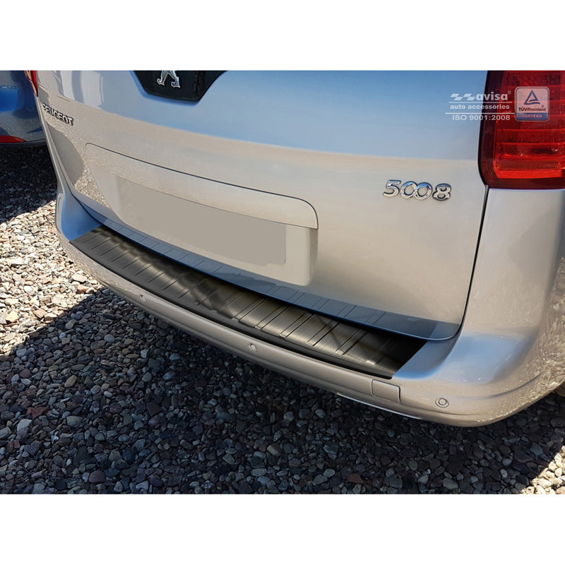 Avisa, takapuskurin suoja, musta, ruostumatonta terästä, sopii Peugeot 5008 2009-2016 'Ribs'