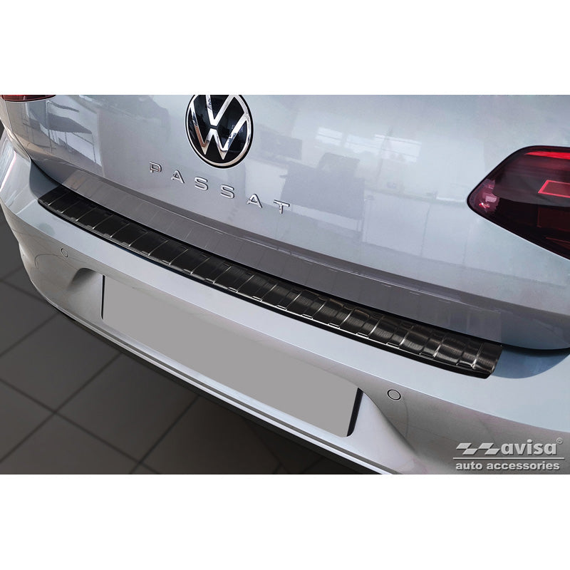 Avisa, takapuskurin suoja, musta, ruostumaton teräs, sopii Volkswagen Passat Sedan 2014-2019 & FL 2019-2023 'Ribs'