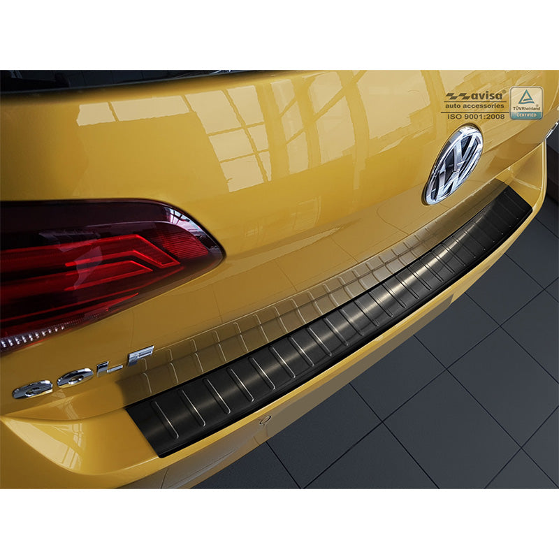 Avisa, takapuskurin suoja, musta, ruostumaton teräs, sopii Volkswagen Golf VII HB 3/5-ovinen 2012-2017 & FL 2017-2019 'Ribs'