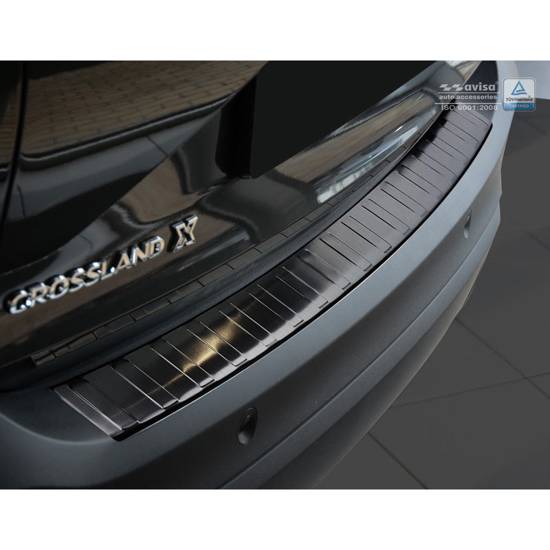 Avisa, takapuskurin suoja, musta, ruostumaton teräs, sopii Opel Crossland 2017-2020 & FL 2020- 'Ribs'