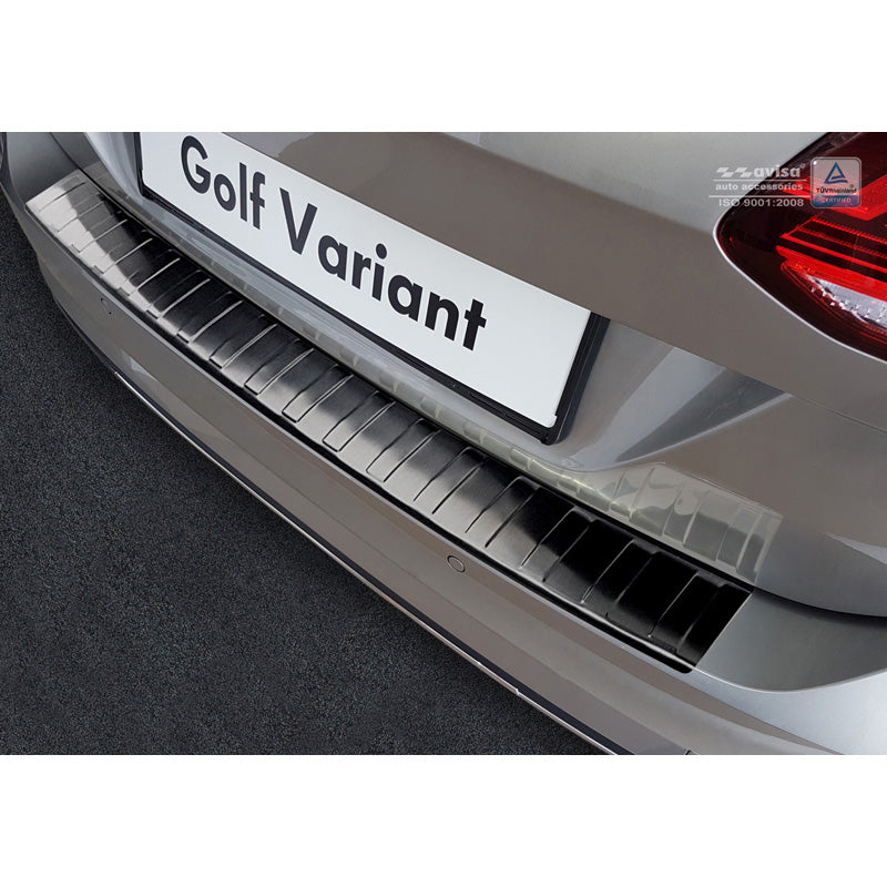 Avisa, takapuskurin suoja, musta, ruostumatonta terästä, sopii Volkswagen Golf VII Variant Facelift sis. R-Line & Alltrack 2017-2020 'Ribs'