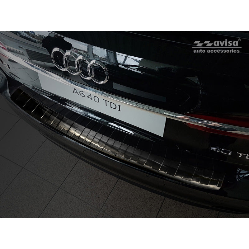 Avisa, takapuskurin suoja, musta, ruostumatonta terästä, sopii Audi A6 (C8) Avant 2018- 'Ribs' sis. S-Line & Allroad