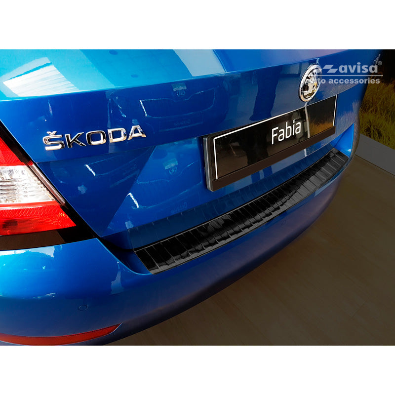 Avisa, takapuskurin suoja, musta, ruostumatonta terästä, sopii Skoda Fabia III HB 5-ovinen Facelift 2018-2021 'Ribs'