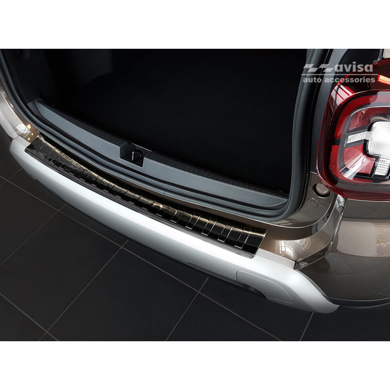 Avisa, takapuskurin suoja, musta, ruostumatonta terästä, sopii Dacia Duster II 2018-2021 & FL 2021-2024 'Ribs'