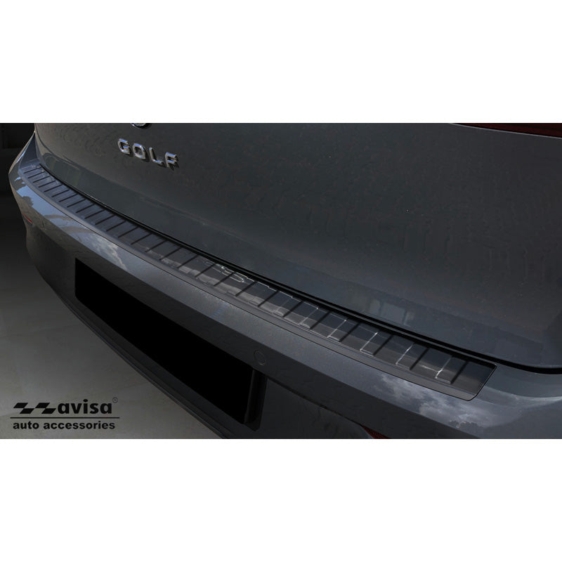 Avisa, takapuskurin suoja, musta, ruostumaton teräs, sopii Volkswagen Golf VIII HB 5-ovinen 2020-2024 & FL 2024- 'Ribs'
