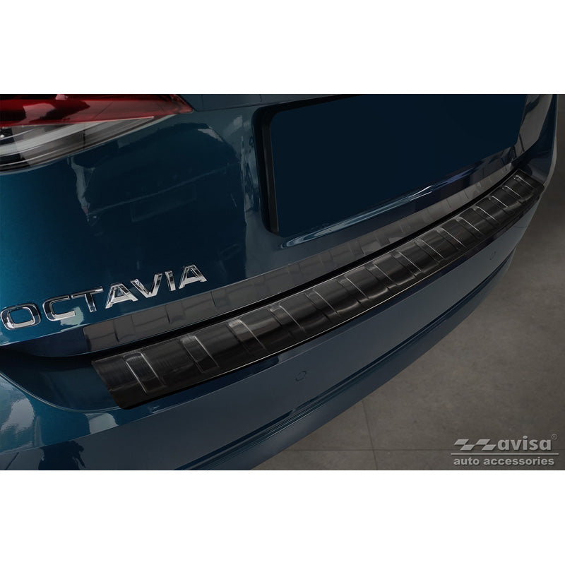 Avisa, Bakre stötfångarskydd, Svart, Rostfritt stål, passar Skoda Octavia IV Liftback 2020-2024 &amp; FL 2024- 'Revben'