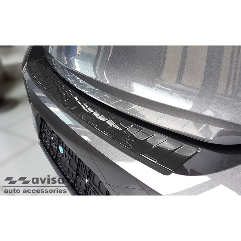 Avisa, takapuskurin suoja, musta, ruostumaton teräs, sopii Opel Corsa F Edition/Elegance HB 5-ovinen 2019- 'Ribs' (pois lukien Equipment Ultimate)