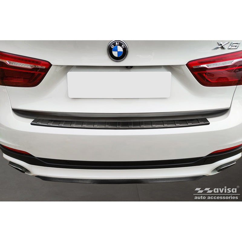 Avisa, takapuskurin suojus, musta, ruostumaton teräs, sopii BMW X6 F16 2014-2019 'Ribs' ilman M-Packagea