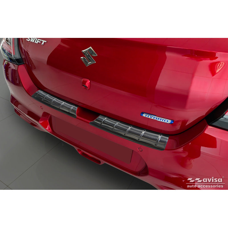 Avisa, takapuskurin suoja, musta, ruostumaton teräs, sopii Suzuki Swift VI (2024-), 'Ribs'
