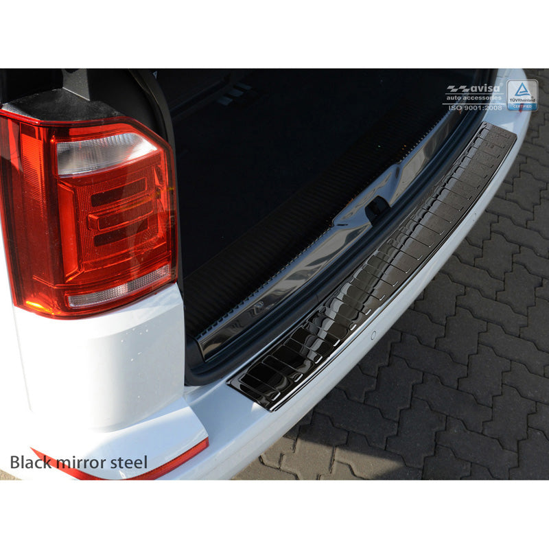 Avisa, takapuskurin suoja, kiiltävän musta, ruostumaton teräs, sopii Volkswagen Transporter T6 2015-2019 & FL 2019-2020 & T6.1 2020-2022 (takaluukulla) 'Ribs'
