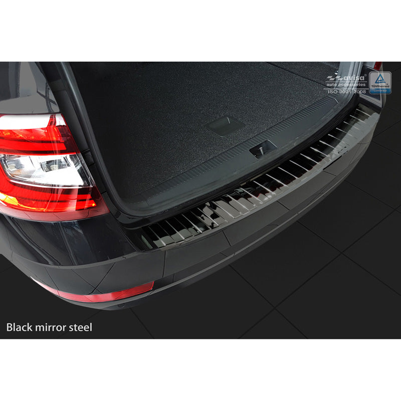 Avisa, takapuskurin suoja, kiiltävän musta, ruostumaton teräs, sopii Skoda Octavia III Kombi Facelift 2017-2020 'Ribs'