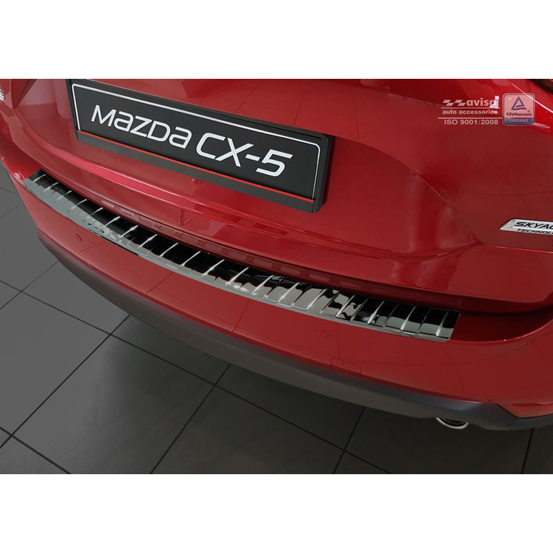 Avisa, takapuskurin suoja, kiiltävän musta, ruostumaton teräs, sopii Mazda CX-5 II 2017- incl. Facelift 'Ribs'