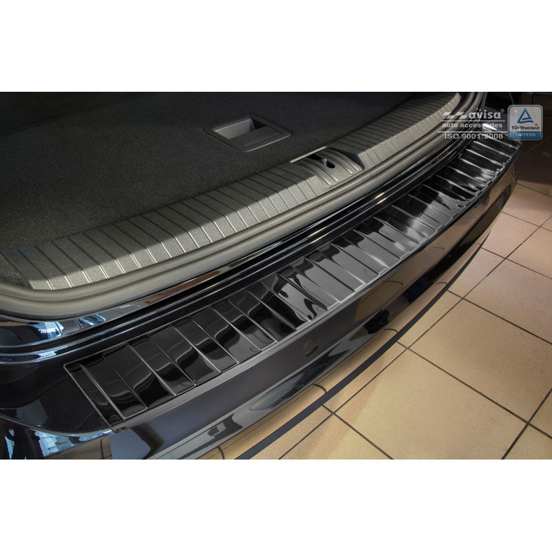 Avisa, takapuskurin suoja, kiiltävä musta, ruostumaton teräs, sopii Volkswagen Touran III 2015- alkaen, sis. R-Line 'Ribs'
