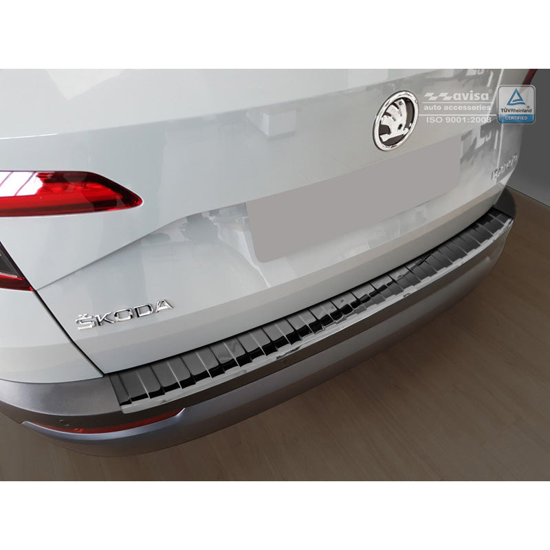 Avisa, takapuskurin suoja, kiiltävän musta, ruostumatonta terästä, sopii Skoda Karoq 2017-2022 'Ribs'
