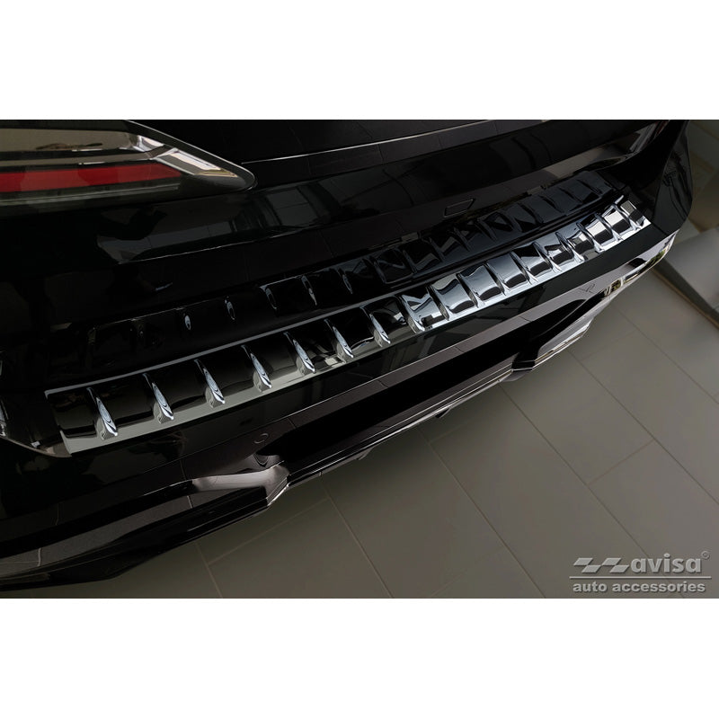 Avisa, takapuskurin suoja, kiiltävän musta, ruostumatonta terästä, sopii BMW 7-Series (G70) 2023- with M-Pakage 'Ribs'