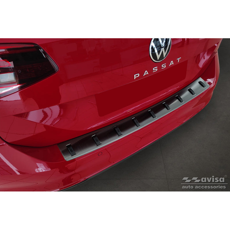 Avisa, takapuskurin suoja, musta, ruostumaton teräs, sopii Volkswagen Passat Variant 2014-2019 & Facelift 2019-2023 (incl. R-Line/Alltrack) 'STRONG EDITION'